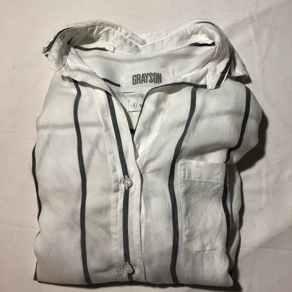 Grayson by Frank & Eileen the hero womens blouse white with blue stripe sz 1 - Picture 8 of 8